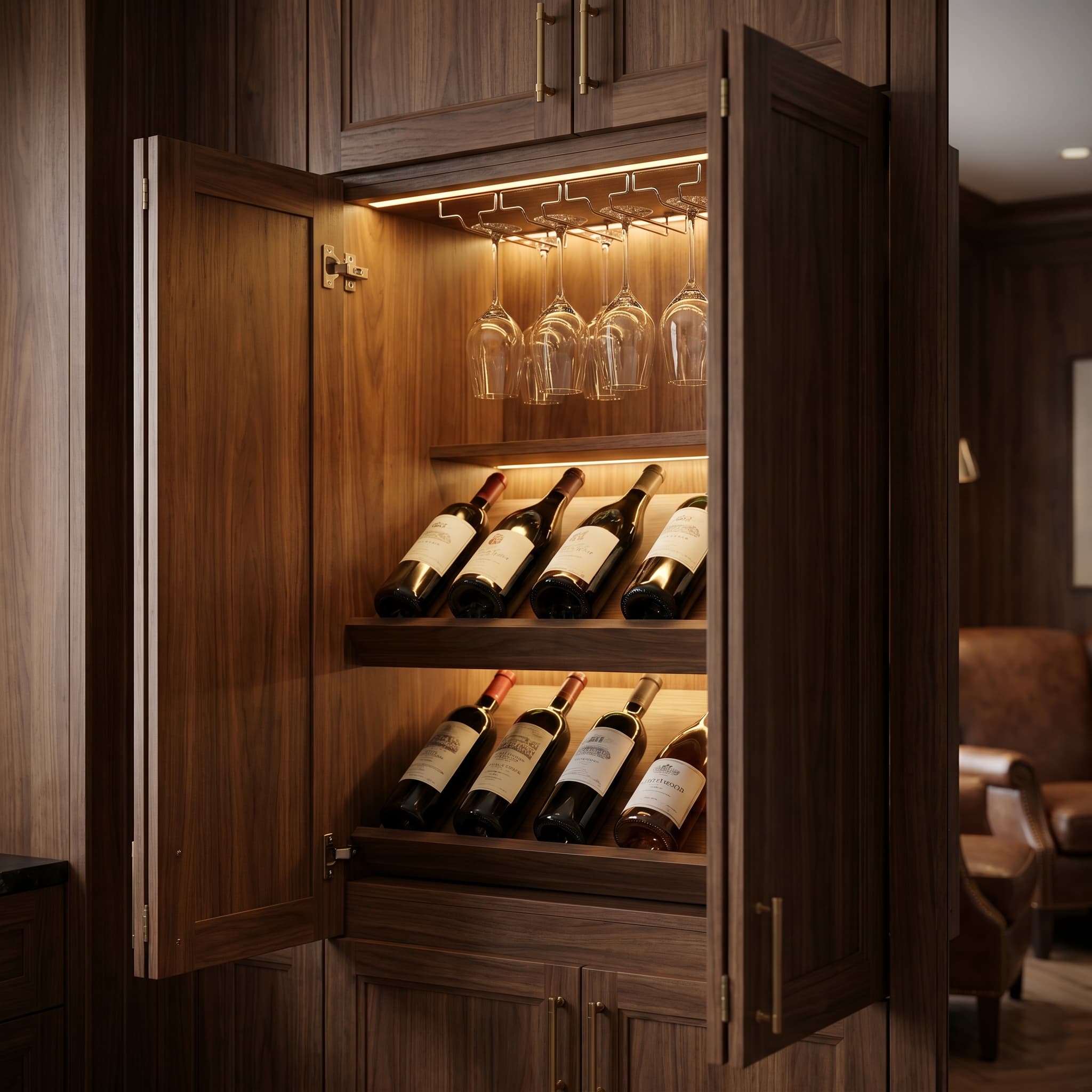 Hidden wine bar cabinet
