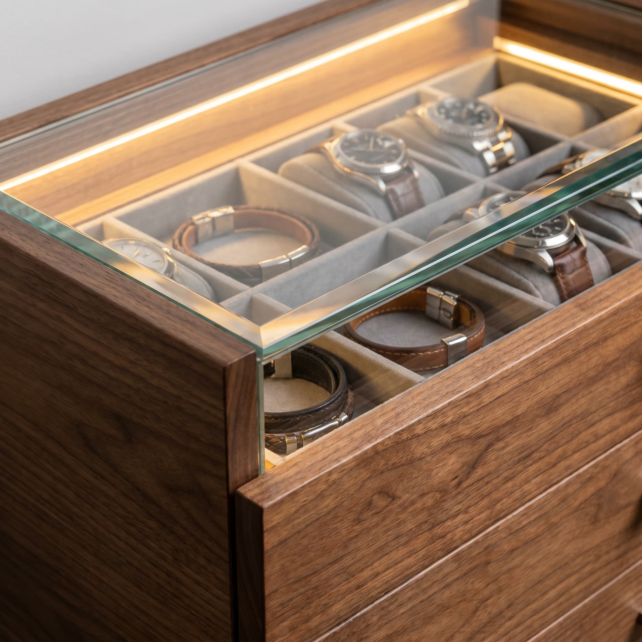 Glass-top jewelry drawer