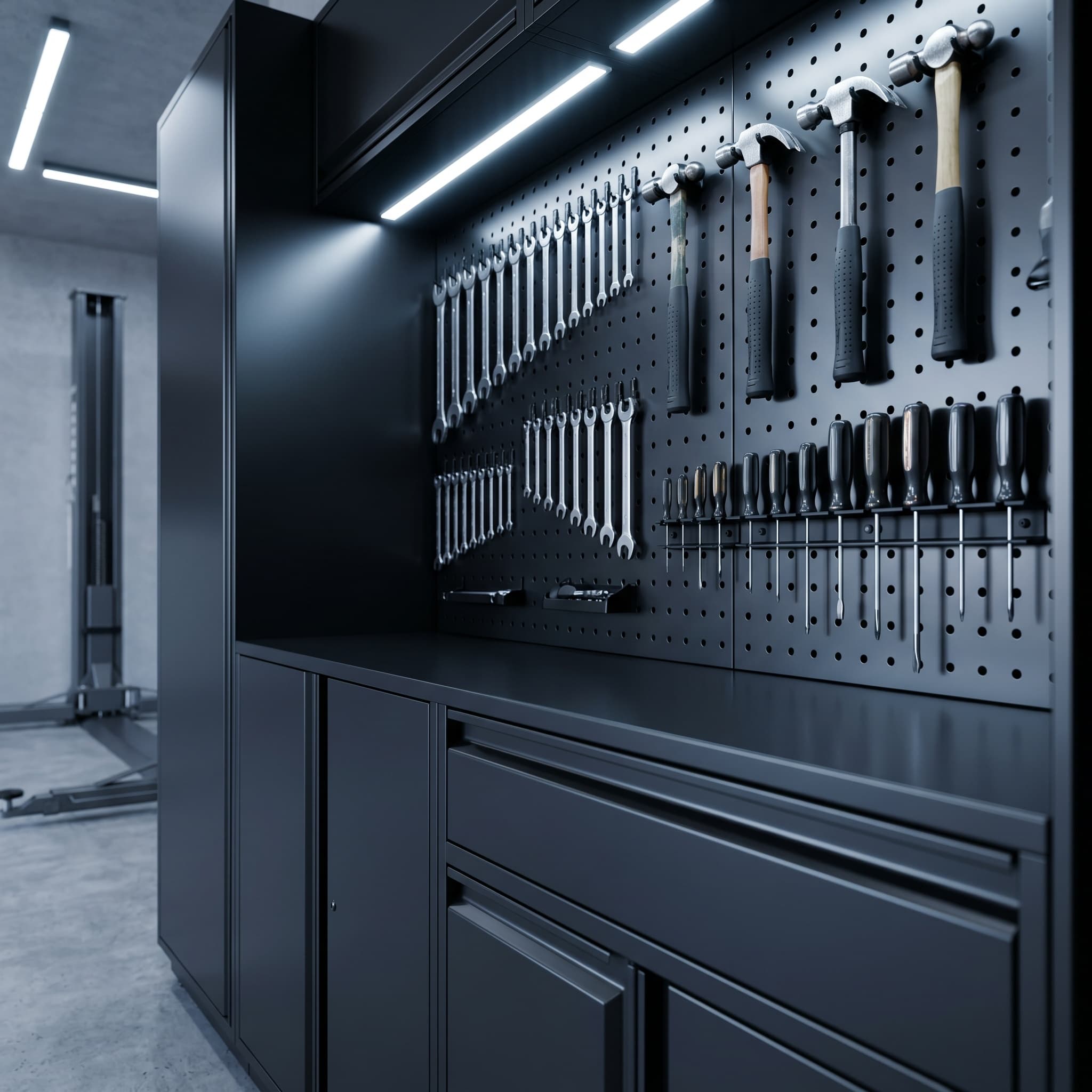Pegboard tool wall