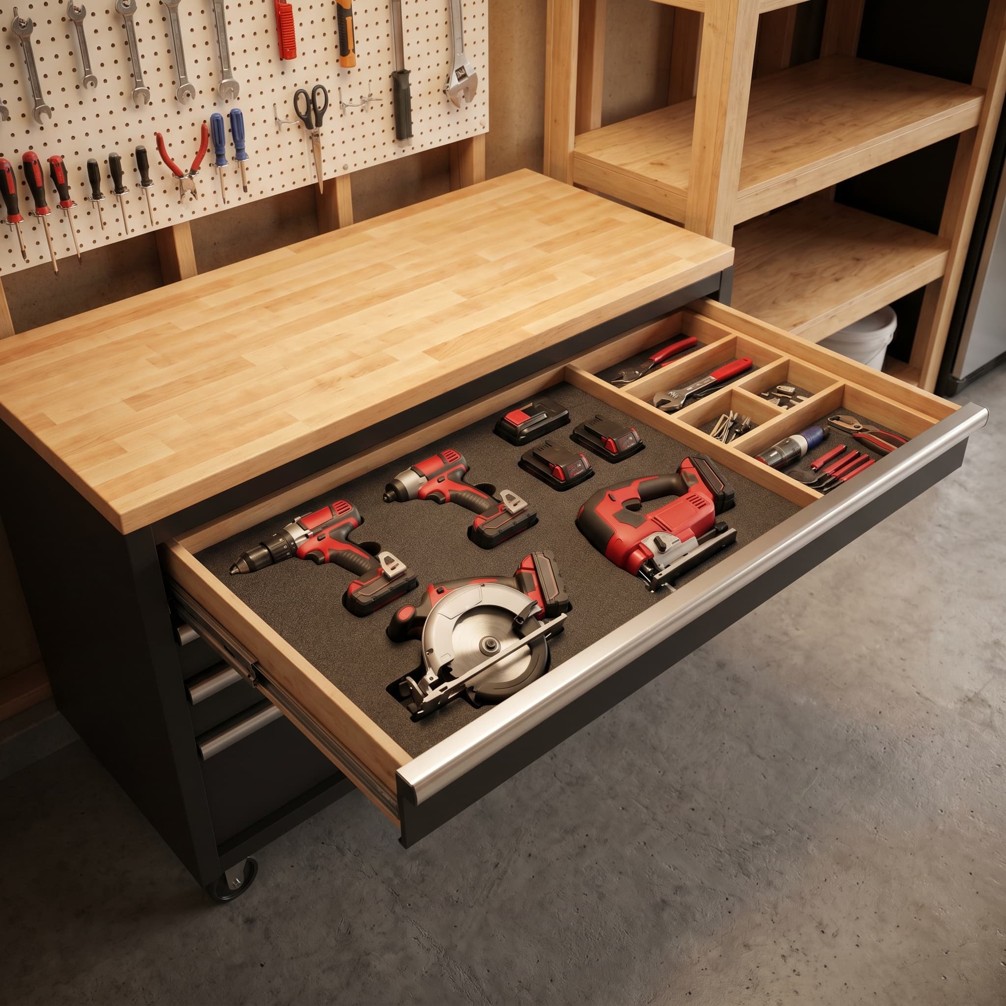 Workbench tool drawer