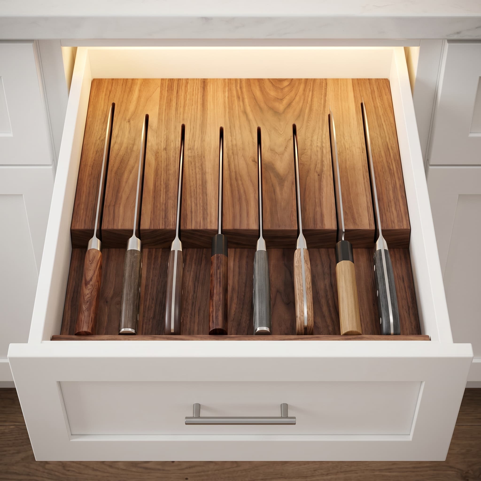 In-drawer knife block