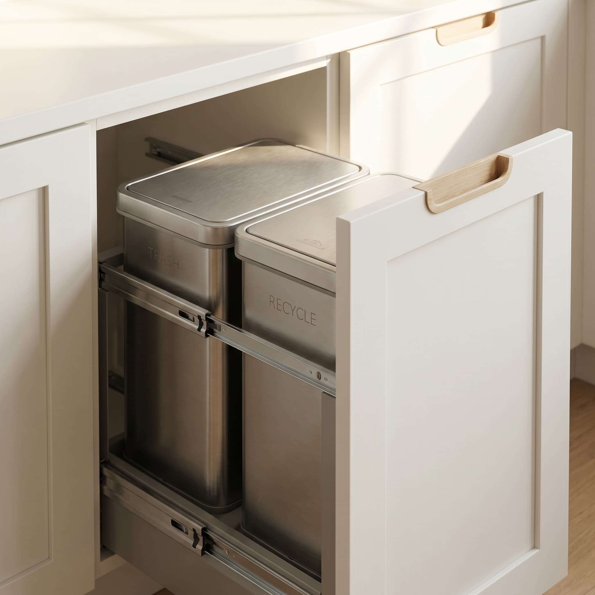 Hidden trash & recycle pullout
