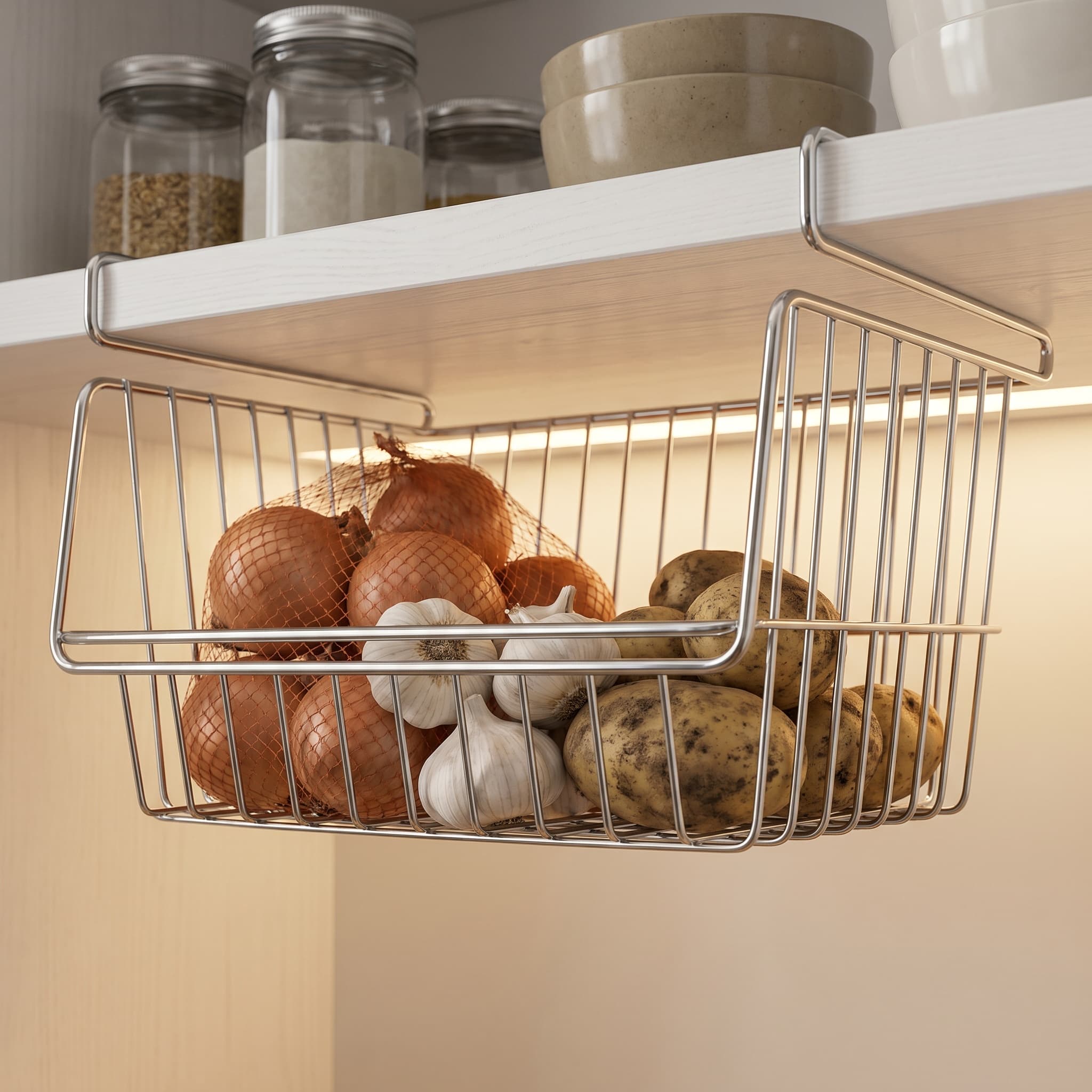 Under-shelf produce baskets
