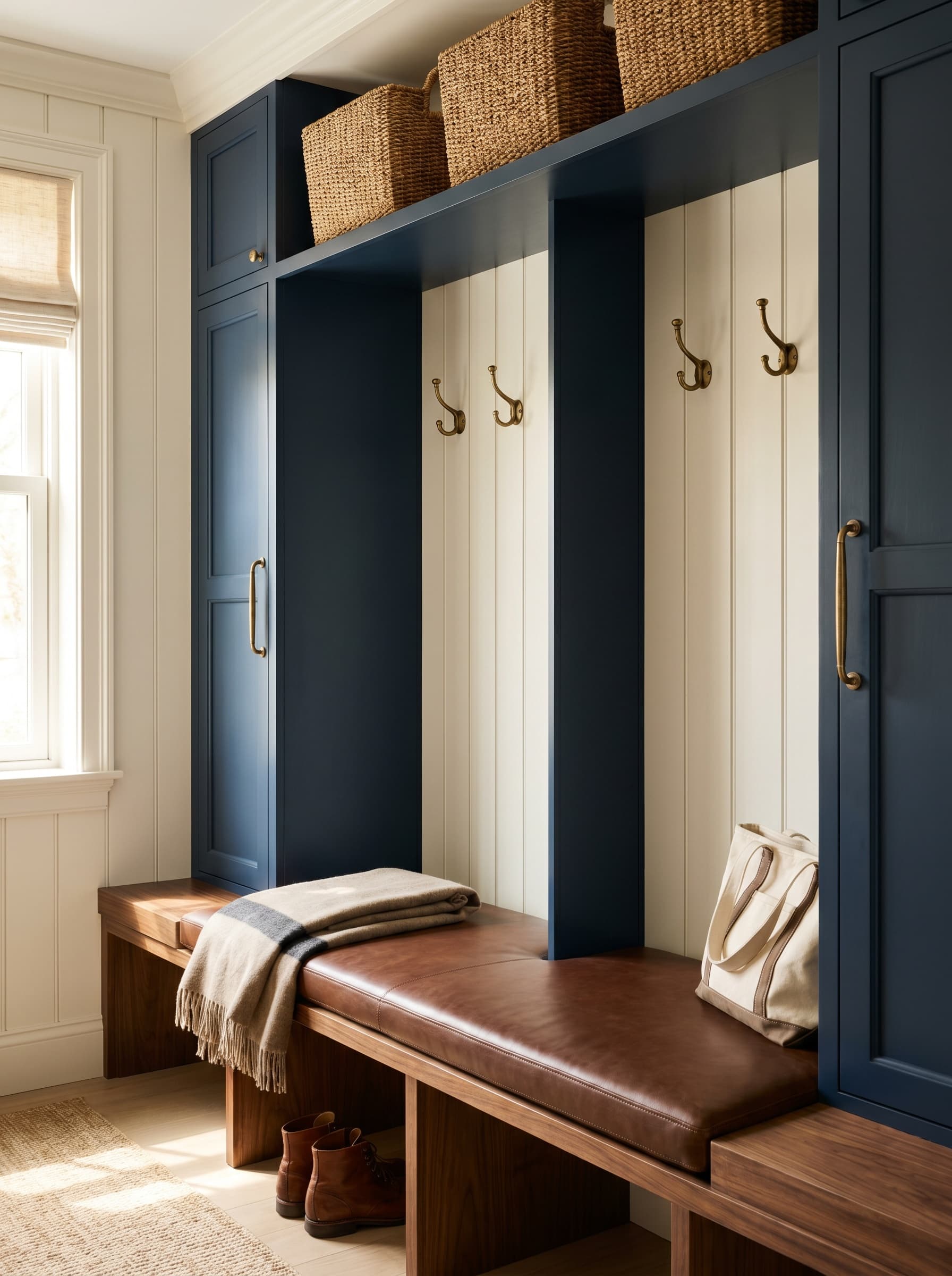 Mudroom lockers with shoe storage