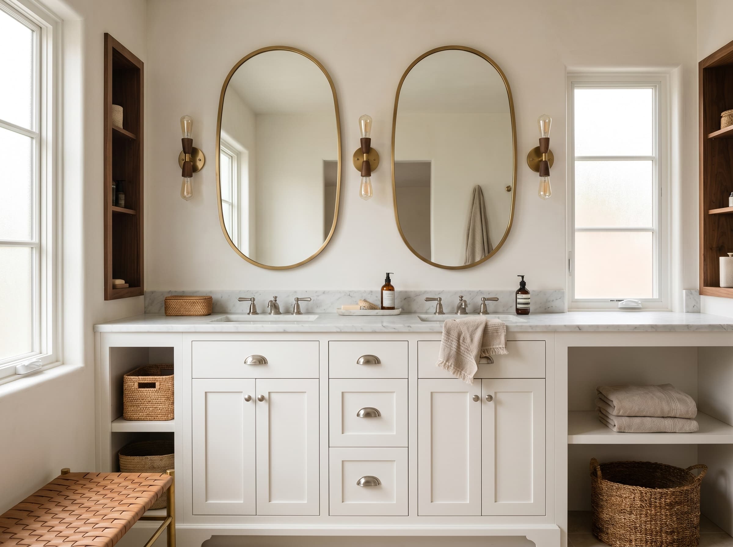 Double vanity with quartz top