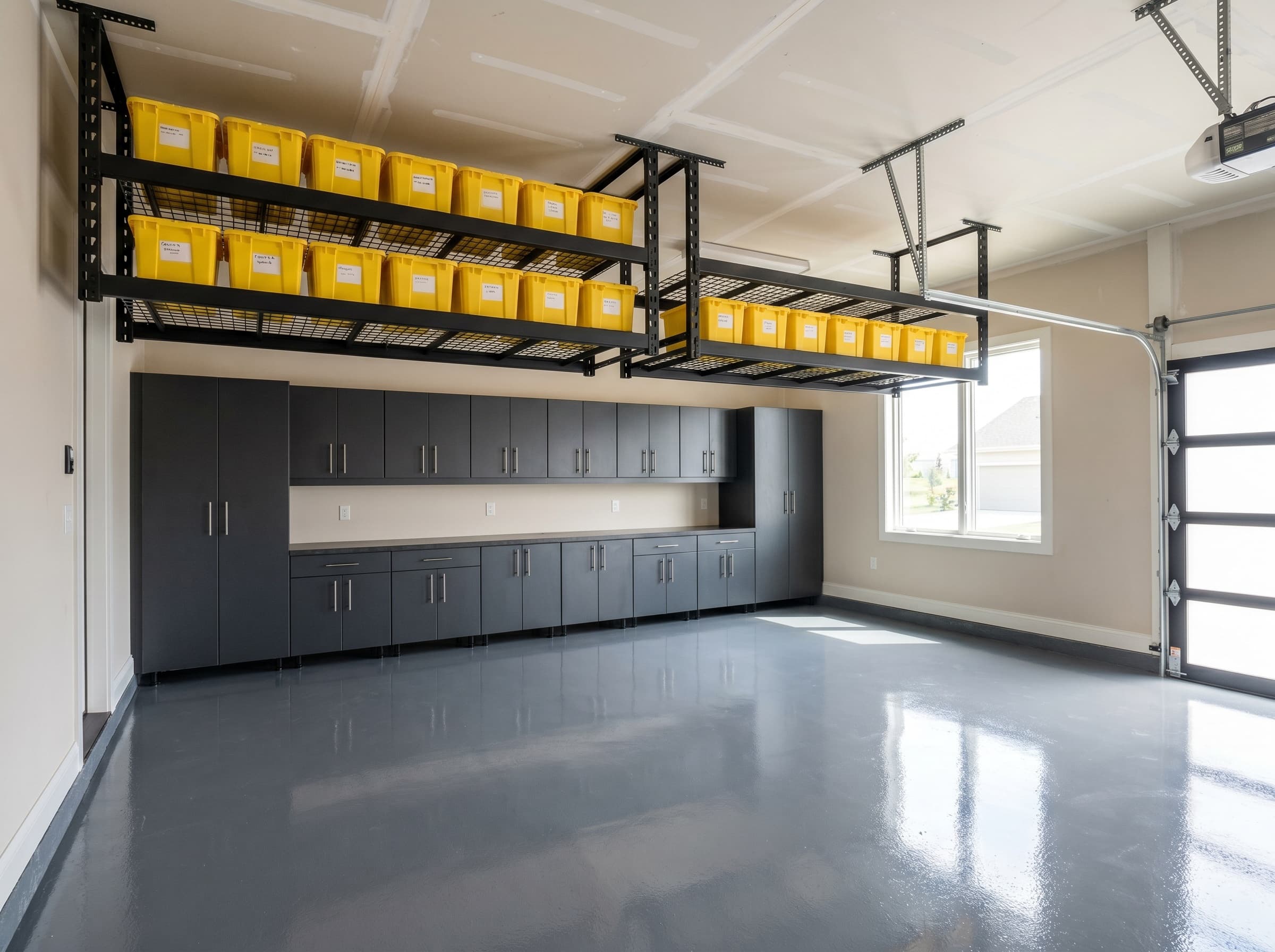 Norcross, GA · Overhead racks with rows of yellow labeled bins.