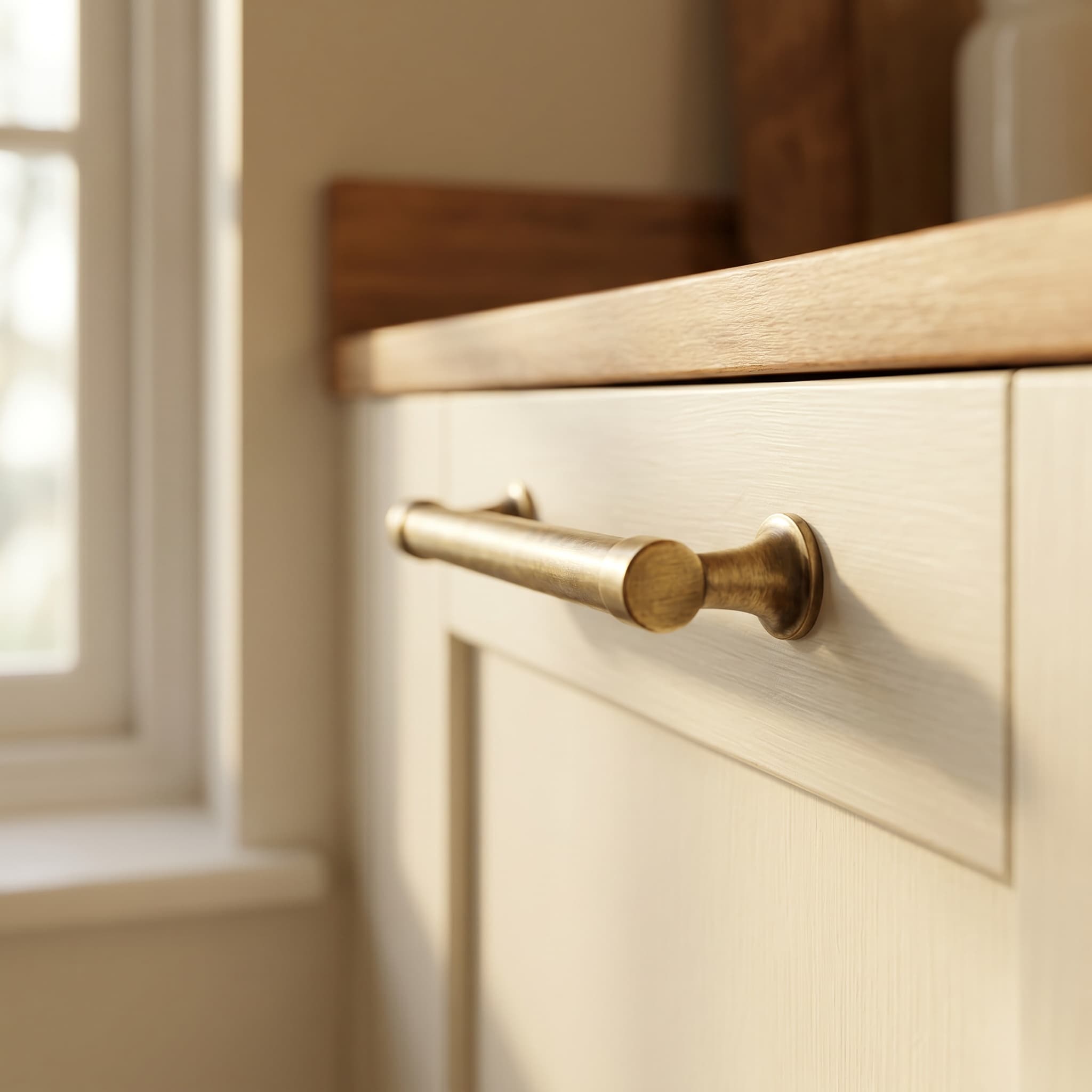 Brushed brass & shaker fronts